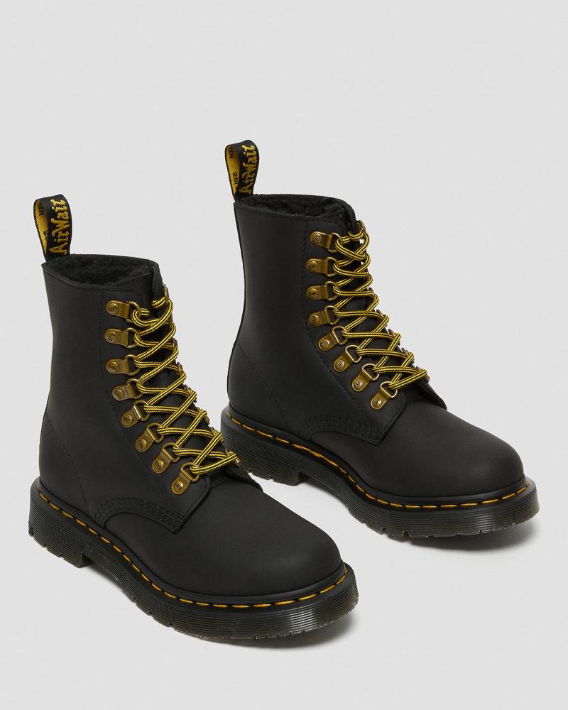 Dr Martens 1460 Pascal DM's Wintergrip Leren Winterschoenen Dames Zwart | NL 509BEX